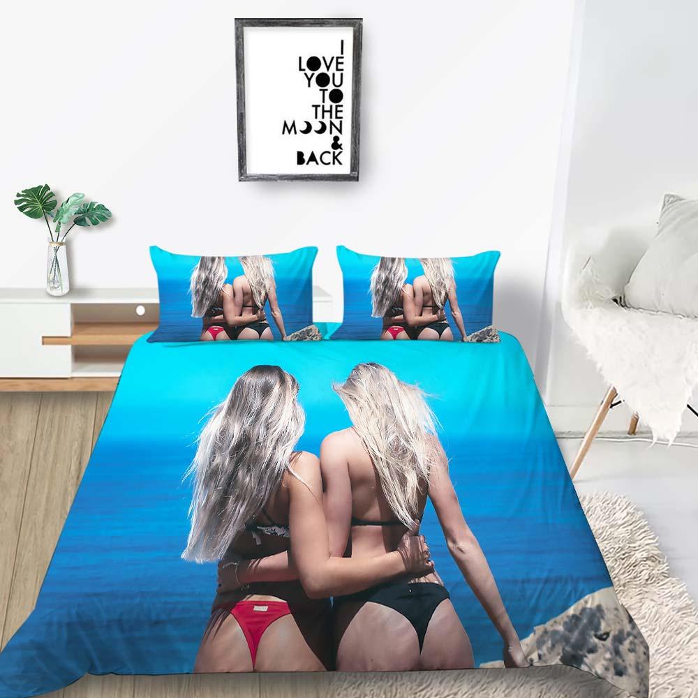 2023 Новый стиль, комплект пододеяльников Queen King Size, бикини с принтом, винтажное постельное белье, костюм с наволочкой, роскошный домашний текстиль