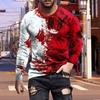 New 3D Graffiti Print Mens Tshirts Long Sleeve Tees Round Neck Casual Pullover Mens Clothing Plus Size