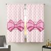 2 Pack Cute Pink Bow and Heart Curtains, Flat Print, Light Filtering Fabric, Bedroom Living Room Window Decor, Valentine's Day