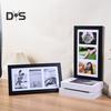 Деревянная фоторамка с 3 отверстиями, настенное крепление для домашнего офиса, горизонтальное, вертикальное, стоящее, настольное, декоративное, коллажное, фоторамка