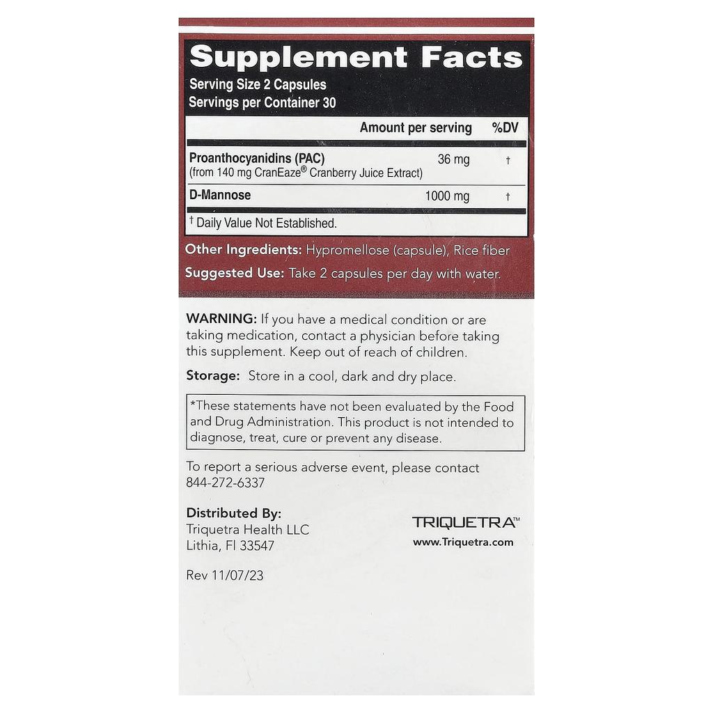 Triquetra Health, CranEze®, Экстракт клюквенного сока, 60 капсул