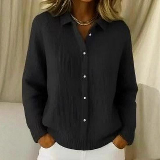 Женская рубашка 2026 Осень/Зима Европейская и Американская Однотонная с Принтом Свободного Кроя с Длинным Рукавом