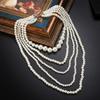 White Imitation Pearl Choker Multi-layer Women's Necklace Vintage Art Necklace Street Club