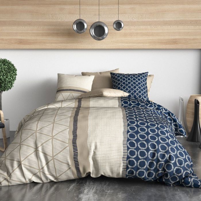 Parure de lit - Atelier du Coton - Nairobi - 100% Coton 57 fils - Bleu