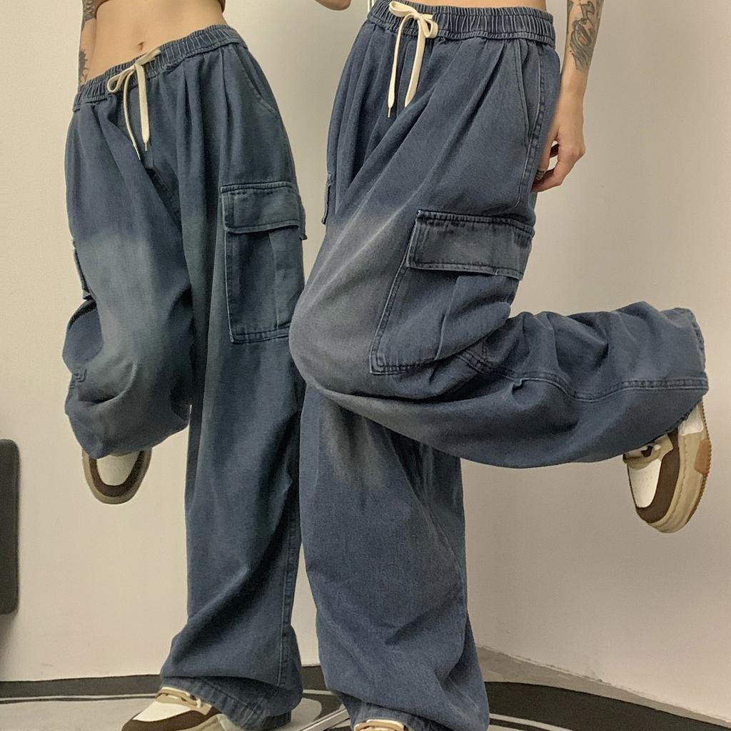 Американские женские уличные брюки свободного кроя с нашивками в стиле ретро