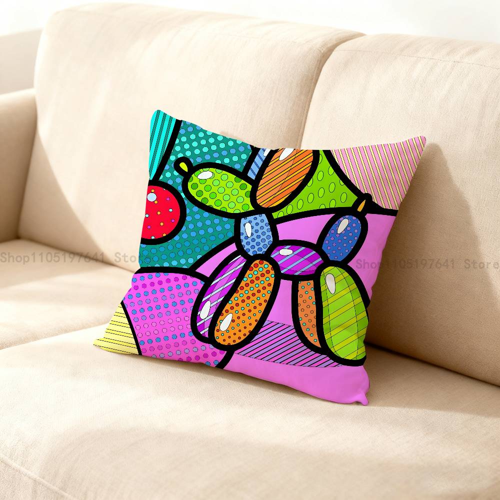 BBrittoES Happy Art Movement Anime Celebrity Merchandise AllMatch Printed Pillow Case Sofa Office Room Decoration Protector