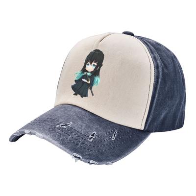 Demon Slayer Muichiro Tokito Chibi Бейсбольные кепки Merch Винтажная потертая джинсовая шляпа для папы унисекс уличные летние шапки Кепка