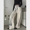 Trendy 2024 Tie-Dye Gradient Straight-Leg Jeans: Tall, Handsome, High Street Loose Fit