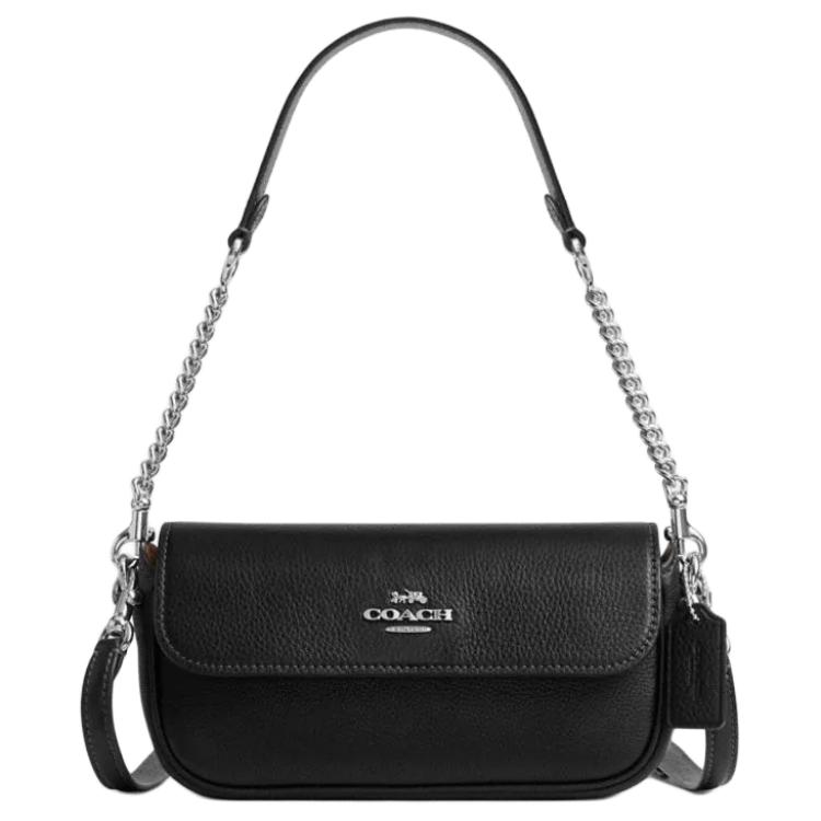 New COACH Hailey Cow Leather Crossbody Handbag, Shoulder Bag Trumpets Women's Black CAN72-SVBK
