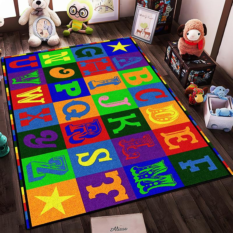 Colorful Alphabet Pattern Rug Non-slip rug suitable for living room and bedroom sofas.