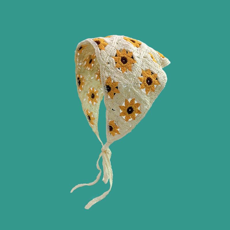 Модная вязаная косынка для прогулок, милый и очаровательный стиль, вязаная вручную повязка на голову, женские аксессуары для волос, треугольный платок для волос