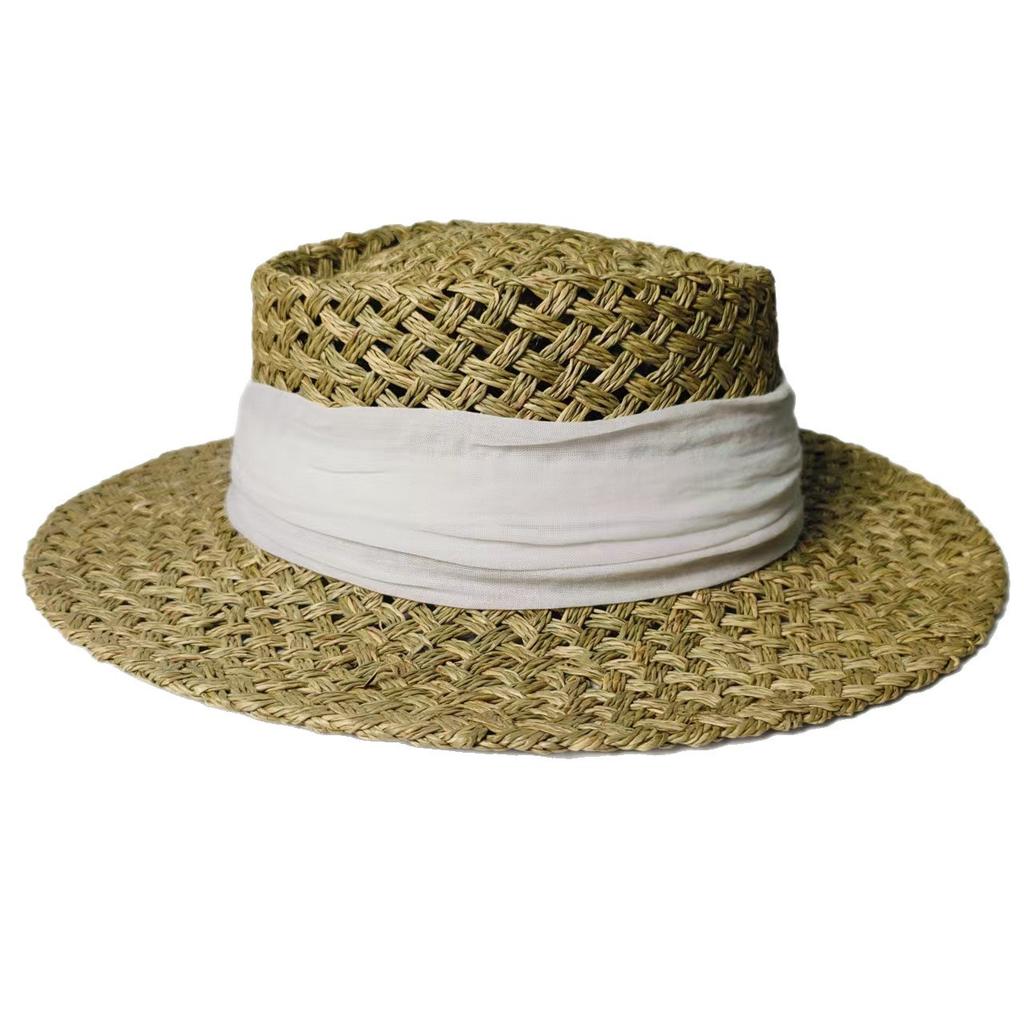 Internet celebrities ins wind French concave hat salmon woven straw hat travel vacation beach shade British top hat