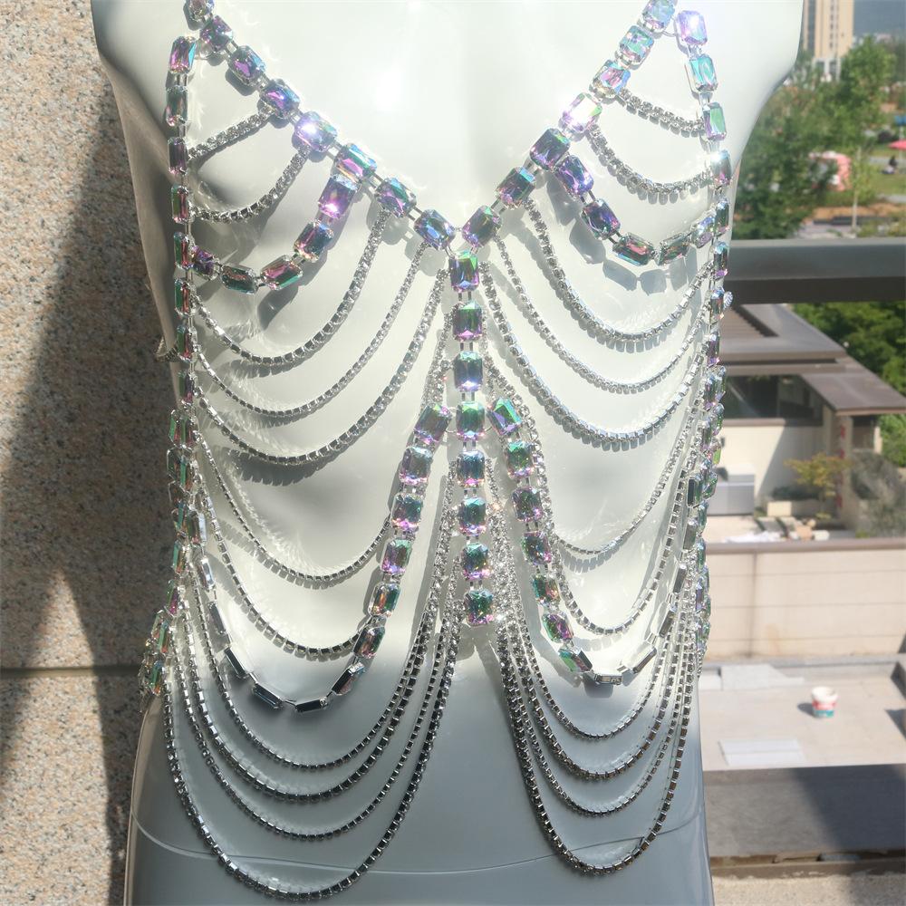 Rhinestone Bikini Breast Chain, Fashionable Multi-Layer Crystal Bra Chain, Sexy Rhinestone Body Chain Accessories For Women