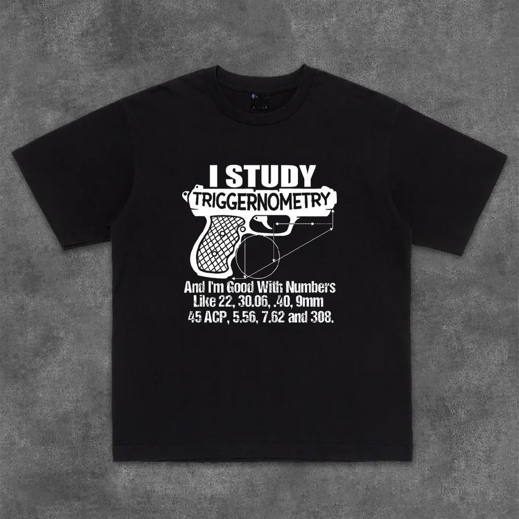 HOOK ON YOU Short-sleeved T-shirt Math Creativity Hand Q Print Loose Pure Cotton Round Neck Half-sleeved T-shirt