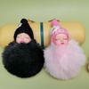 Pompom Sleeping Baby Keychain Cute Fluffy Plush Doll Keychains Women Girl Bag Keyrings Cars Key Ring Jewelry