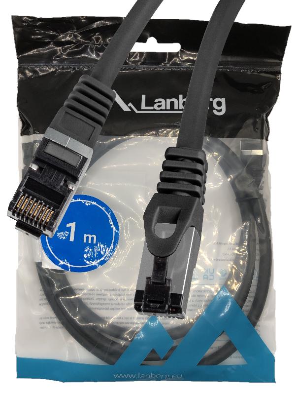 Przewód kabel internetowy lan rj45 patchcord kat.8.1 sftp czarny 1m