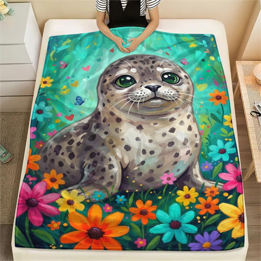 1PC Soft Cute World Print FlAannel Blanket, High quality Comfortable for All Seasons, Home Decor, Warmth and Comfort