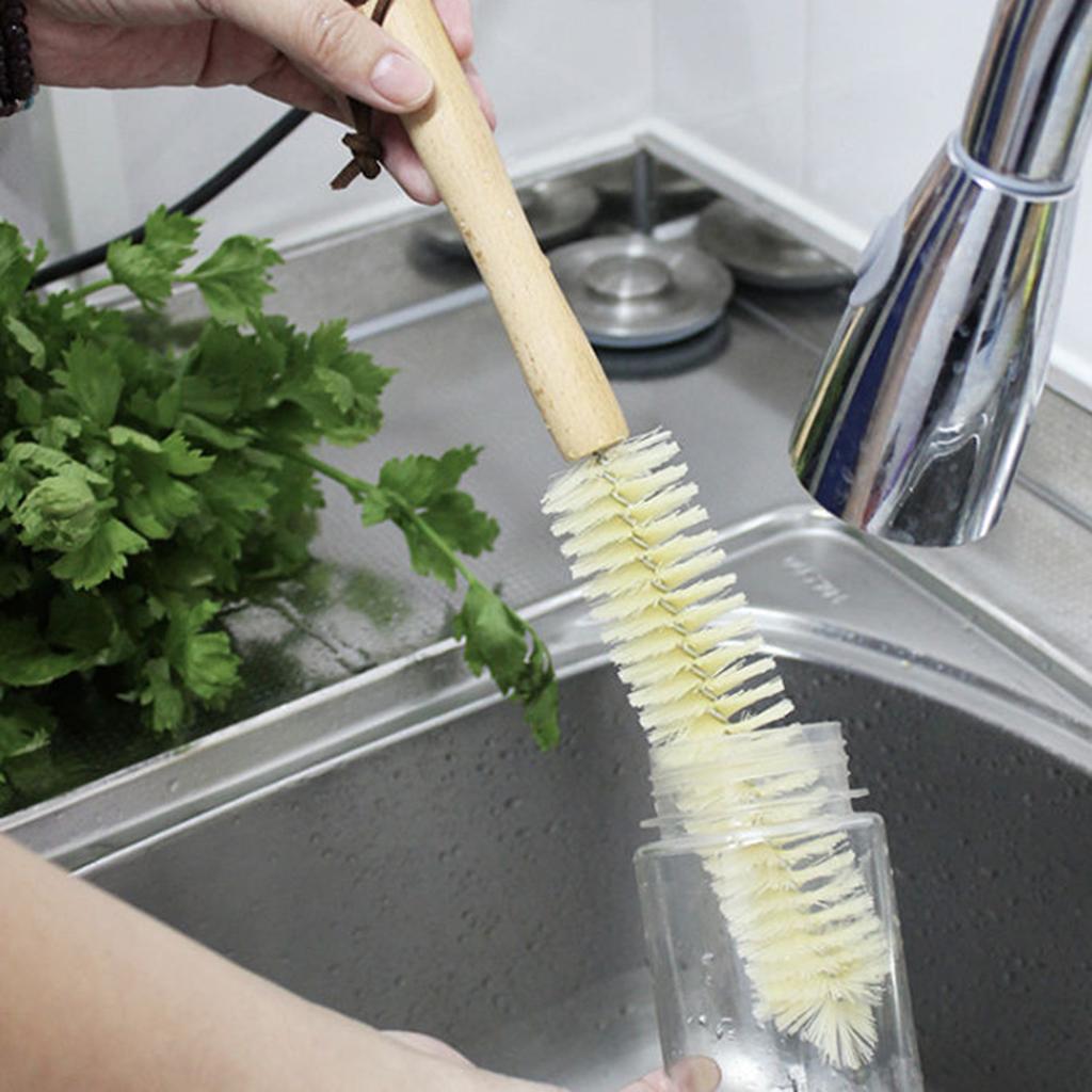 1 шт., щетка для чистки бутылок с длинной деревянной ручкой, щетка для чистки бутылок с водой, без мертвых зон для вакуумных чашек