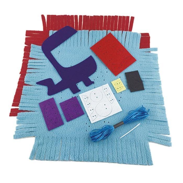 MégaCréa DIY - Kit Coussin en feutrine à coudre Bleu 32,5 x 26 x 5 cm