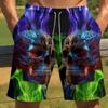 Vintage Skull Fire Ghost Boxing Muay Thai Kickboxing Shorts 3D Print Training Unisex Men Women Quick Dry Fitness Gym Sport Workout