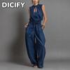 DICFY Модные женские повседневные комбинезоны и ромперы с принтом однотонные, летние, весенние, без рукавов, на бретельках