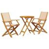 VidaXL Ensemble de bistro 3 pcs beige tissu et bois massif, ensemble de bistro de jardin, ensemble de balcon, ensemble de 3281799