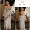 Women's Solid Deep V Backless Long Cami Sleep Dress with Robe Lounge Set