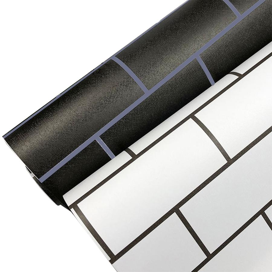 Скандинавский стиль Самоклеящиеся Черные Белые Кирпичные ПВХ Водонепроницаемые Обои ТВ Общежитие Спальня Комната Настенное Украшение Решетчатые Наклейки