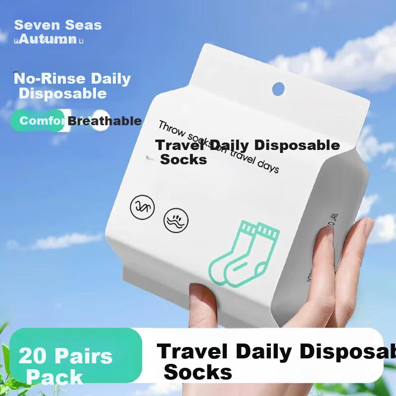 Qihaiqiu Disposable Socks Unisex Daily Use No-Wash Travel Business Portable Sweat-Absorbent Breathable Mid-Calf White 20 Pairs Pack