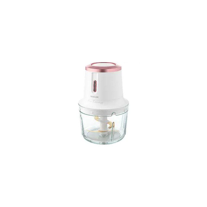 Hachoir électrique sans fil Sencor SCB 9000WH - Batterie USB-C - Viande, légumes, noix - Bol verre 500 ml - Lames titane - Blanc