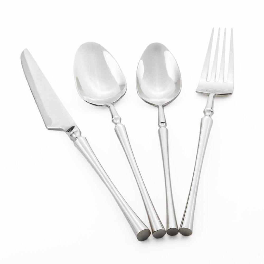 24Pcs/6set Purple Flatware Dinnerware Cutlery Set 18/10 Stainless Steel Dinner Forks Knives Spoons Set With Box Tableware Silverware Gift