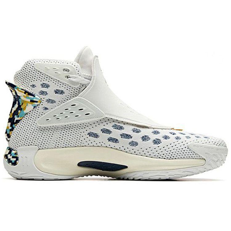 Anta Баскетбольные кроссовки KT5 Thompson 5 Veteran Shock Absorbing Non-Slip износостойкие с высоким верхом мужские баскетбольные кроссовки белые синие желтые 11941101-9