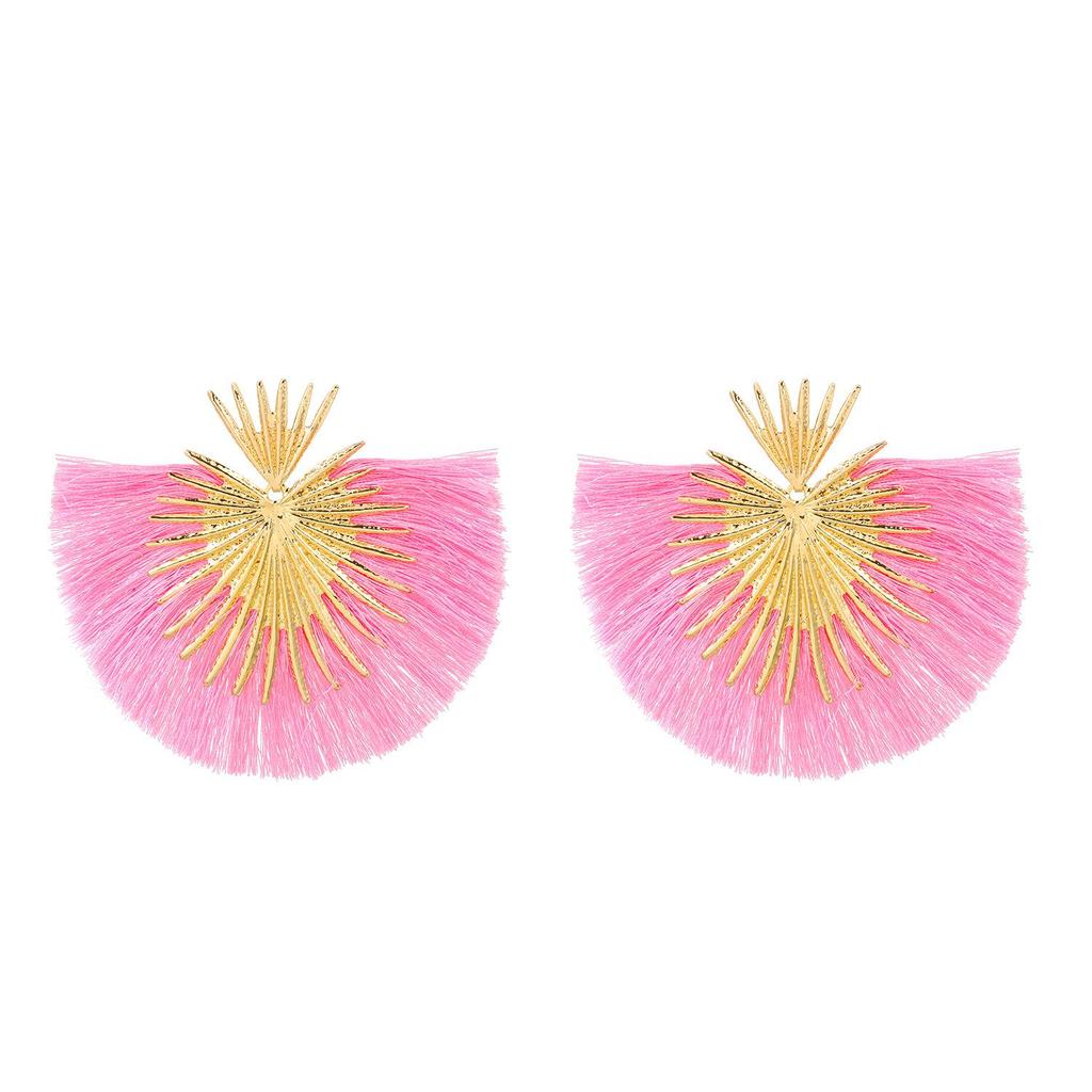Retro Style Heart Shaped Earrings Simple Exaggerated Fan Shaped Tassels Geometric Earrings For Women