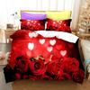 Red Rose Duvet Cover Set Flower 3D Passionate Rose Romantic Bedding Set For Woman Double Queen King Size Polyester Quilt Cover