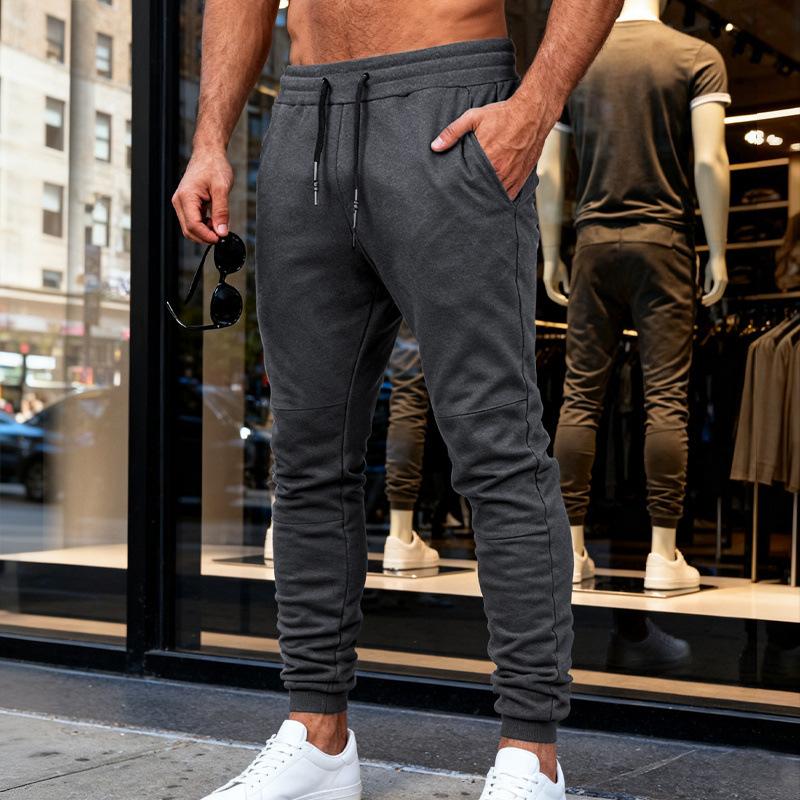 Мужские зауженные джоггеры с эластичным поясом на шнурке, повседневные спортивные брюки с карманами