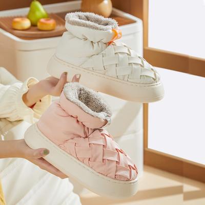 Ботинки Женские Увеличивающие рост Толстоподошвенные Хлопковые Туфли для Женщин Женские Зимние Водонепроницаемые Уличные Теплые Плюшевые Простые Снежные Ботинки