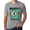 Men’s Vintage Tee Shirt Graphic T Shirt Beauty Monster Grey Marl