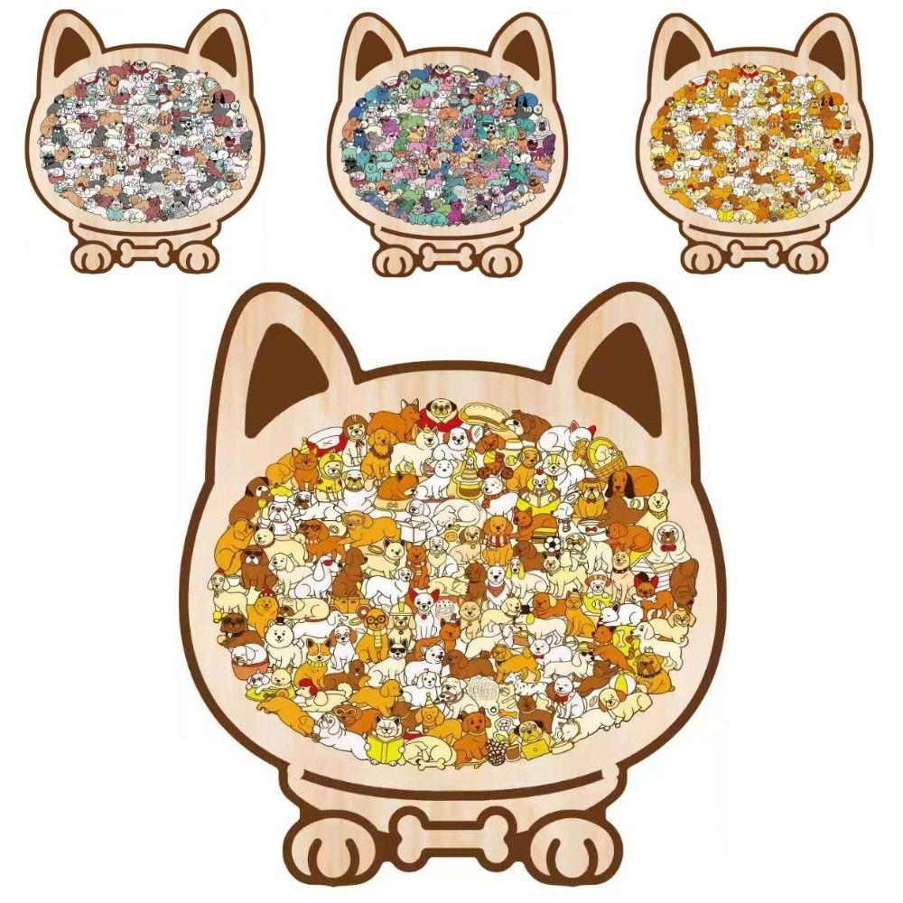 Animal Shape Dog Shaped Puzzle Thinking Training Children's Puzzle Puppies Wooden Puzzle  Kids Toy