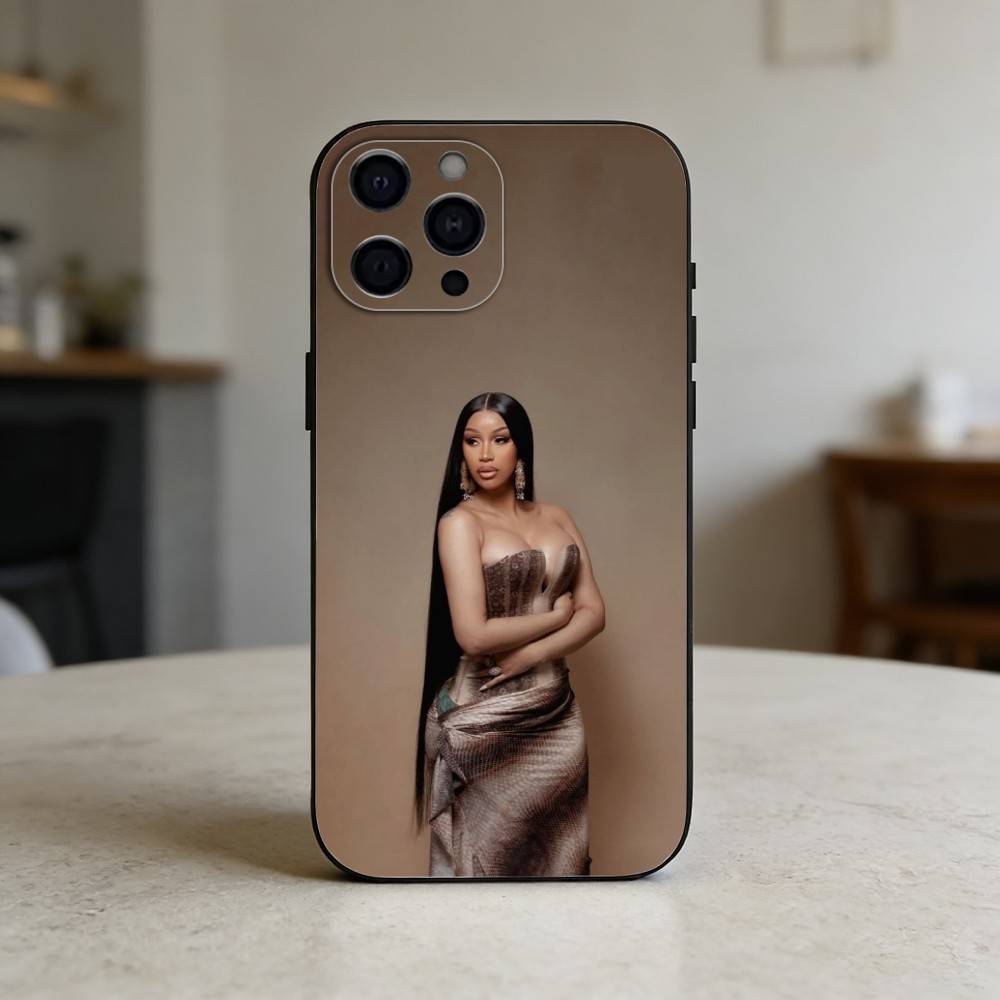 Чехол для телефона рэперши Cardi B для iPhone 17,16,15,14,13,12,11 Plus,Pro,Max,Mini Силиконовый черный Мягкий чехол