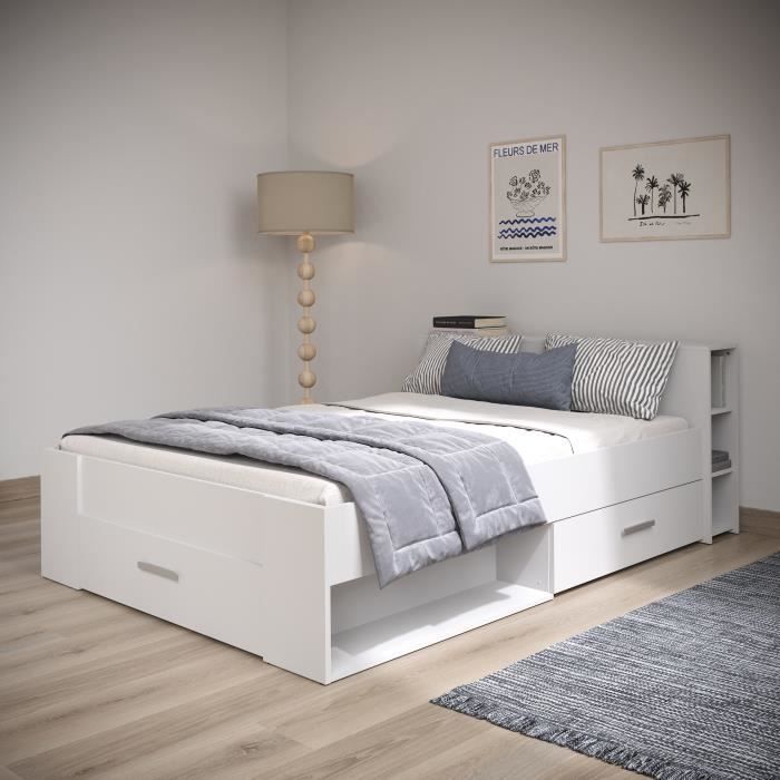 DEMEYERE Oxygène Lit adulte contemporain blanc mat - l 140 x L 190 cm