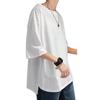 Short Large Round Summer White M [Hiboss] Men's T-Shirt, Sleeve, Size, 3/4 Sleeve, Plain, Cut, Stylish, Clothes, Men's T-Shirt,