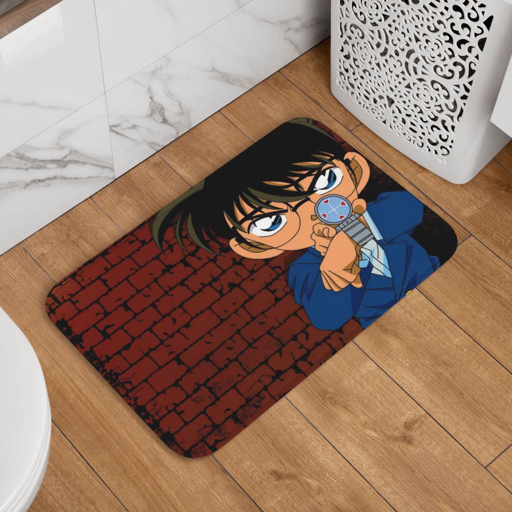 Custom Funny Detectived Anime Conan Doormat Non-Slip Entrance Welcome Kitchen Bath Floor Door Mat Toilet Living Room Carpet Rug