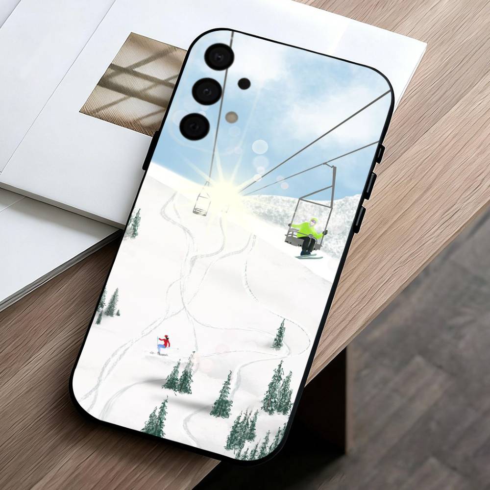 S-Skiing S-Snow Snowboard Ski art Phone Case For Samsung Galaxy A73,A72,A71,A70,A53,A52,A51,Soft Silicone Black Cover