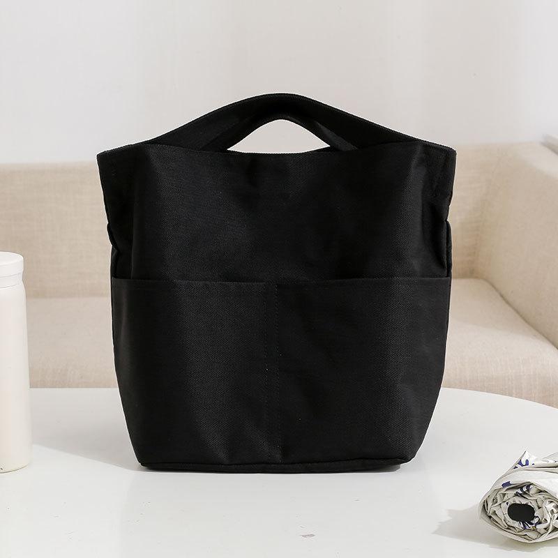 Portable Soft Thermal Lunch Bags Hidden Handle Separated Inner Bag With Bottle Pocket Waterproof Bento Box Pouch Food Storage