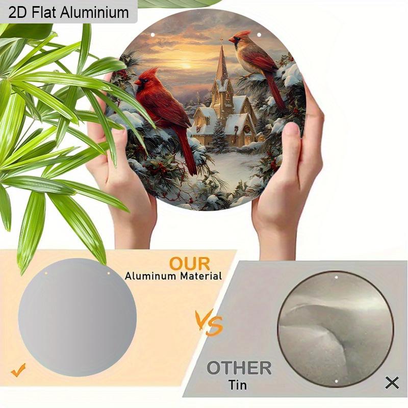2D Flat Aluminium Cardinal Christmas Sign - Warm Winter Figurine Ornaments - Ideal for Front Door, Wall, Porch, Window Decor - Ideal Christmas Gift