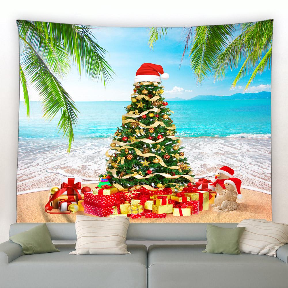 Санта-Клаус Снеговик с декоративным принтом и узором гобелен для дома, гостиной, спальни, настенное украшение, фон, тканевый гобелен