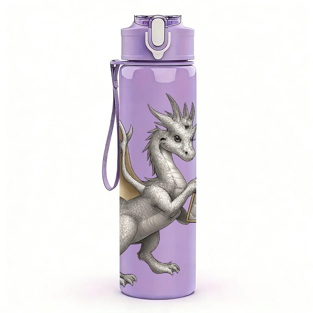 1PC Dragon Letter A Combine 750ml Color Plastic Sports Water Bottle Leakproof Flip Straw Lid Suitable for Sports Office Home Use