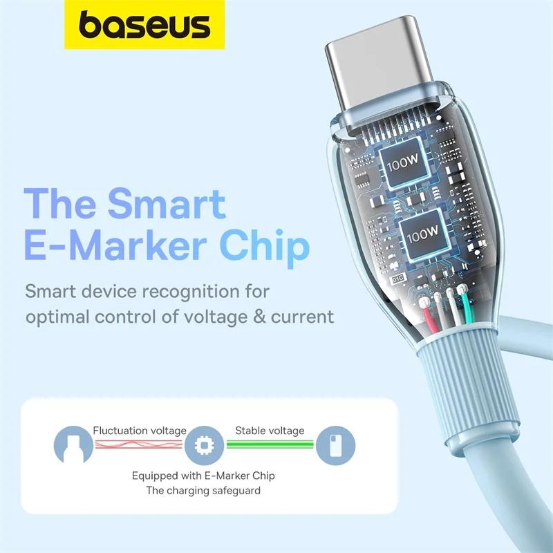 Baseus 100W USB C Cable For iPhone 16 17 15 Fast Charging Or Samsung Xiaomi Huawei Macbook Data Wire Charging Cable Soft TPE