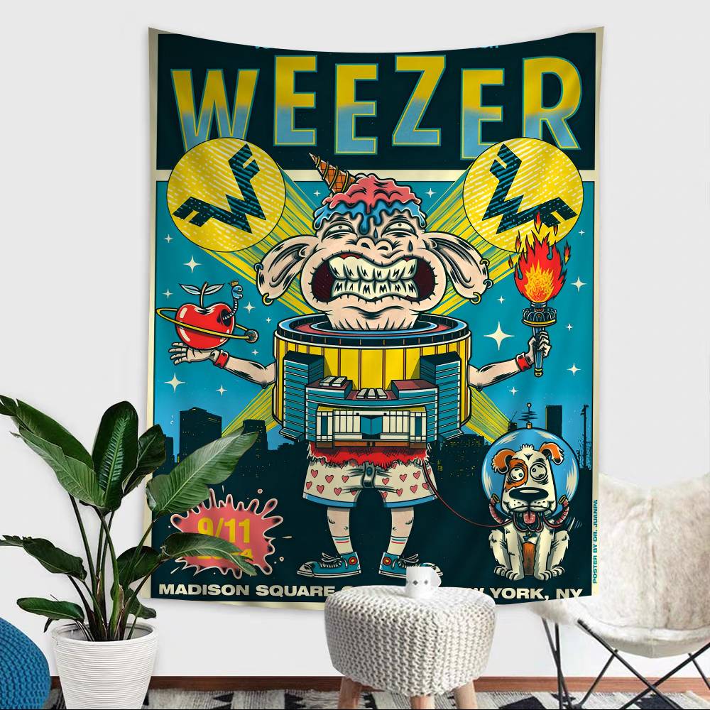 Музыкальная группа Ретро W-weezerS Винтажный Цветной Гобелен Настенный Подвесной Подвесной Таро Хиппи Настенные Ковры Декор Стены Комнаты в Общежитии