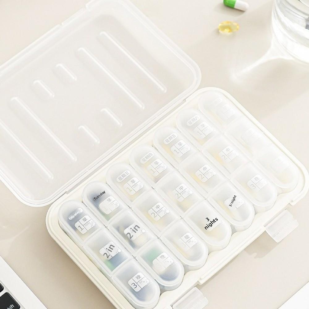 Portable 21 Grid Weekly Pill Box Seven Day Large Capacity Medicine Box Moisture-proof with Lids Pill Dispenser Fish Oils